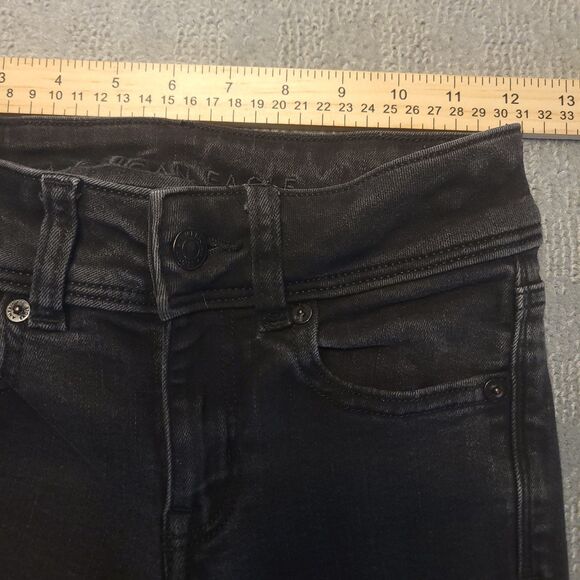 American Eagle Womens 000  Jeans Kick Boot Stretch Low Rise Black - Picture 6 of 10